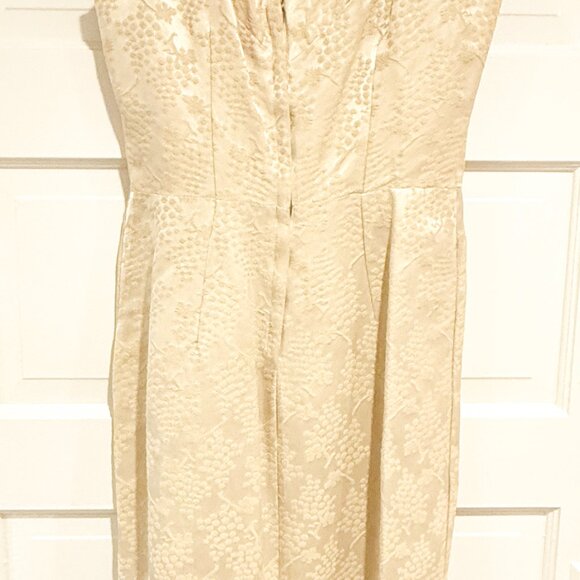 Vintage 1950's Light Yellow Handmade Brocade Grape Print Dress and Jacket Set - Picture 6 of 12